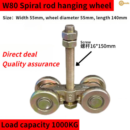 W65 W80 W44 Riel de suspensión de alta resistencia Rueda colgante Varilla espiral Tablero amarillo Máquina de soldar Rueda de suspensión con rótula