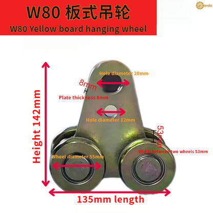 W65 W80 W44 Riel de suspensión de alta resistencia Rueda colgante Varilla espiral Tablero amarillo Máquina de soldar Rueda de suspensión con rótula