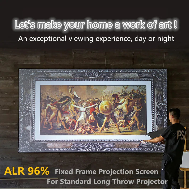 ALR Metal Soft Frame Projection Screen 84-120" 16:9 Ambient Light Reflection Screen Black Fixed Frame 4K Anti-Light Projector Screen